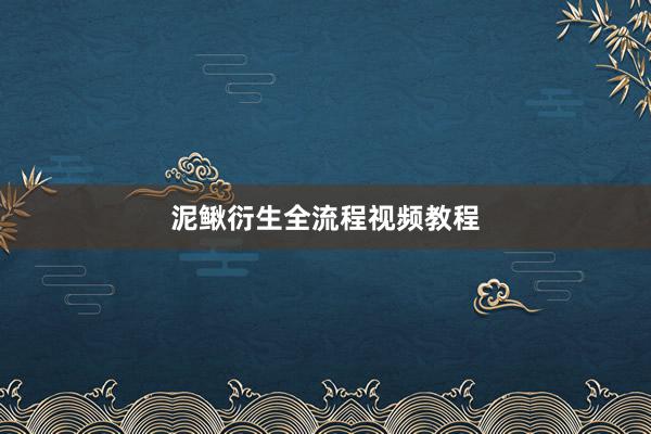 泥鳅衍生全流程视频教程